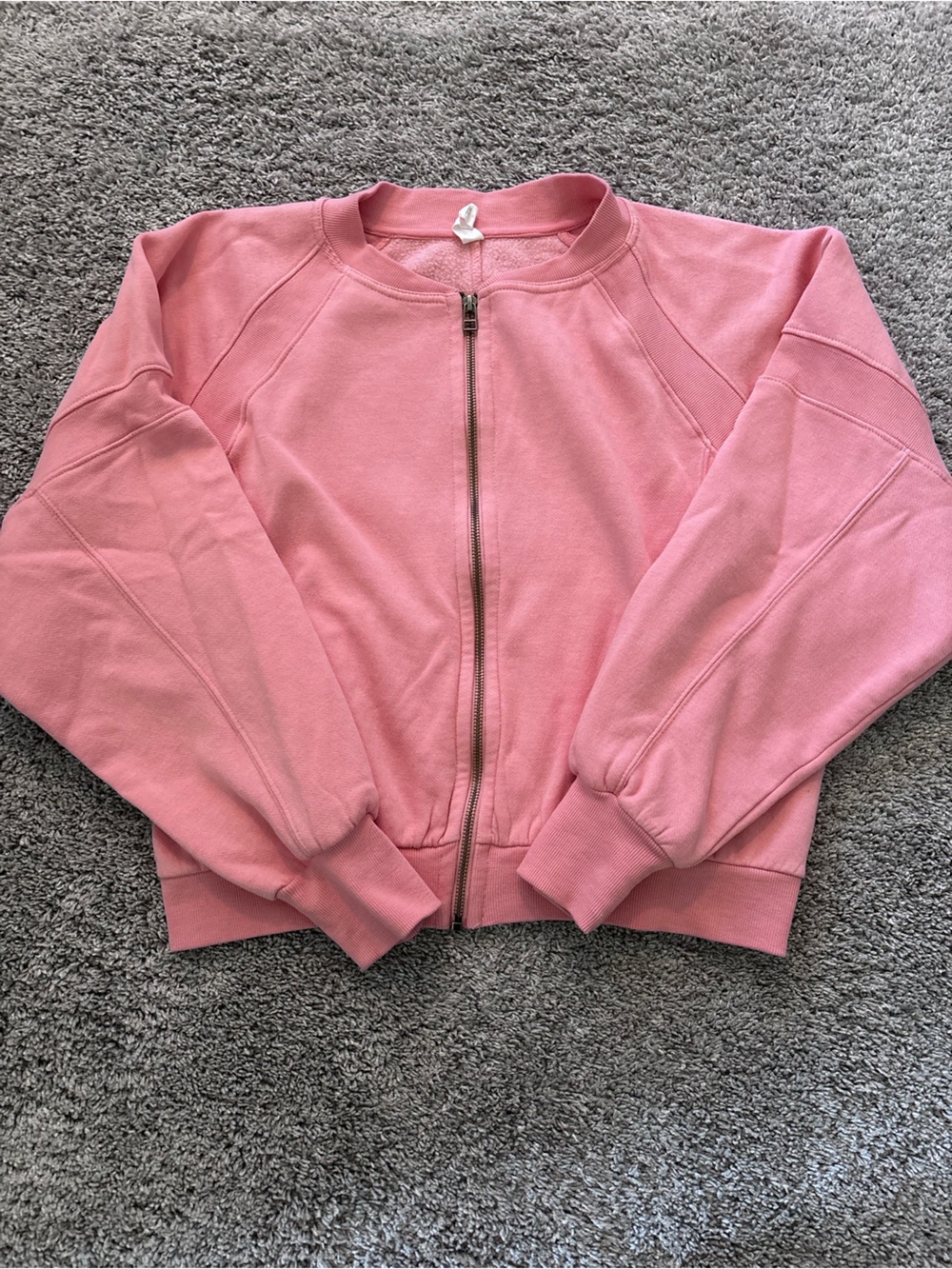 Anthropologie Daily Practice Pink Bomber Full Zip Fleece Sweatshirt Jacket M